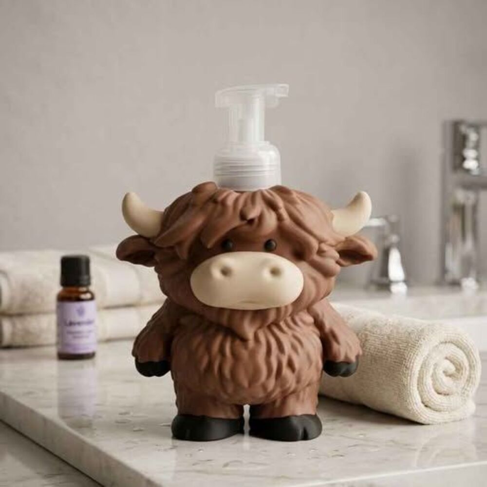 3d printed Highland Cow Foam Soap Dispenser - Unique Farmhouse Decor